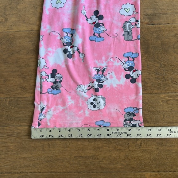 Disney Mickey Mouse Wide Leg Pink Pajama Pants Pockets Drawstring Large - Picture 5 of 6
